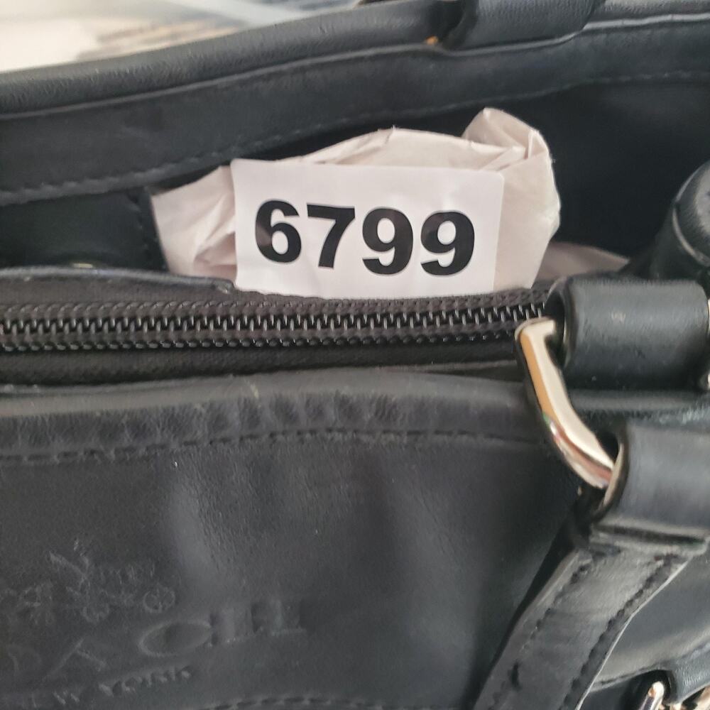 Coach Mini Drawsting Carryall Bag Signature Black Logo Leather Crossbody Purse - Picture 14 of 14